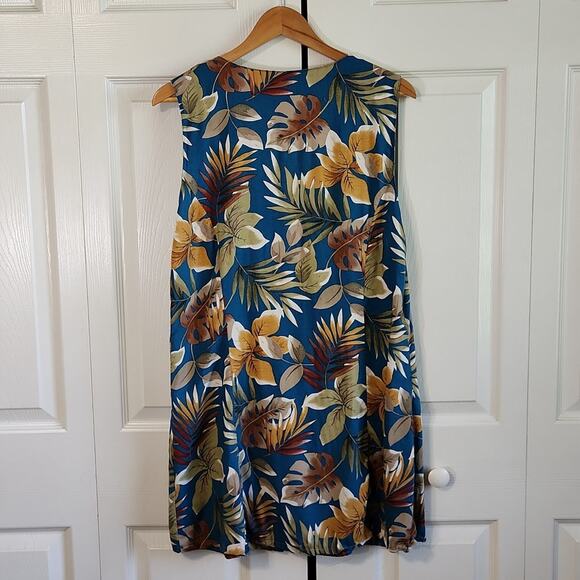 Womens Multi-Colored Tropical Dress Size Med Button Front Vacation Resort - Picture 2 of 6